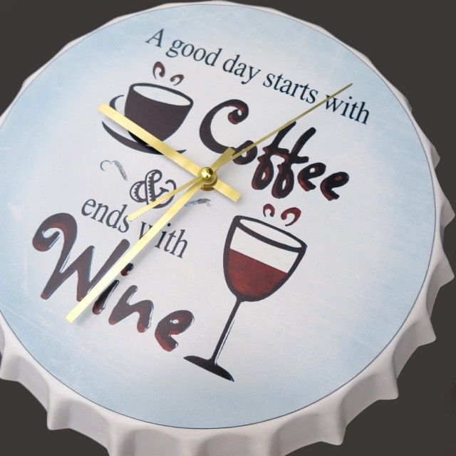 커피 와인 빈티지 병뚜껑 시계 카페 호프집 홈카페 벽장식 틴사인 인테리어소품